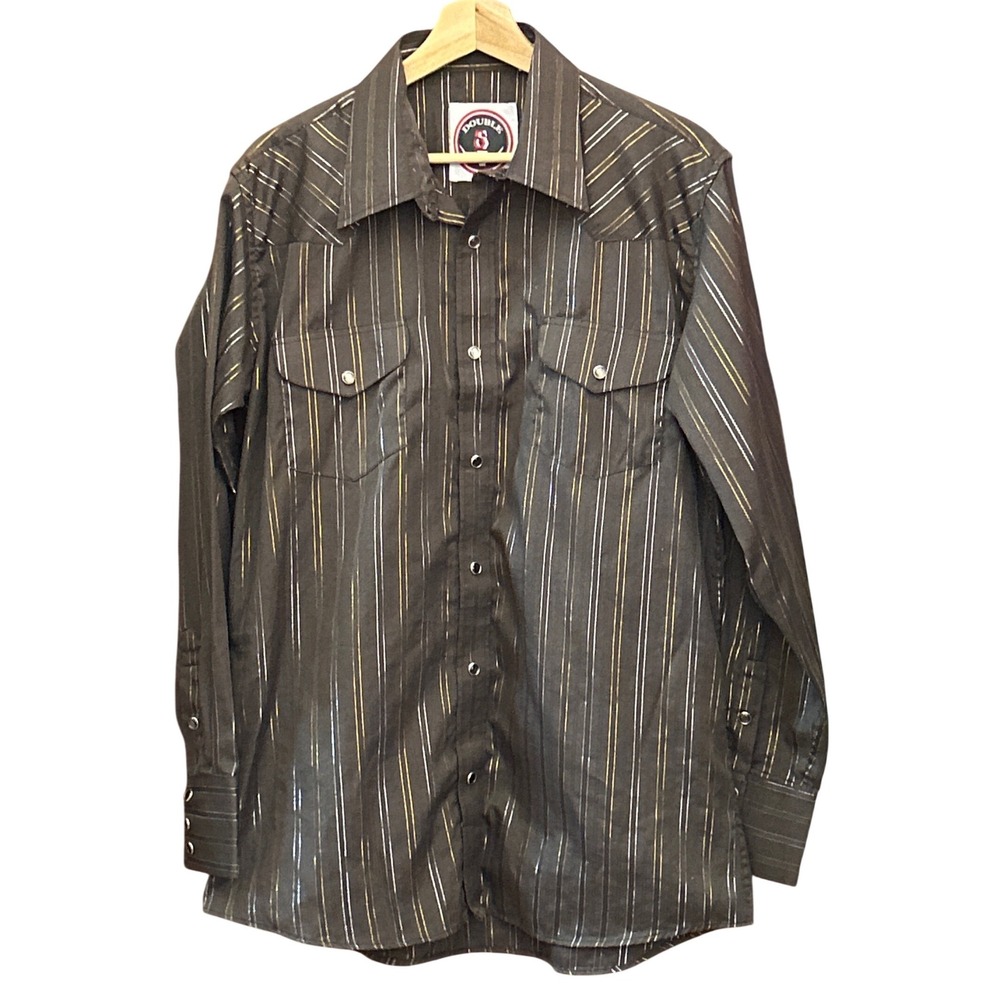 Double S Western Shirt Metallic Pinstripe Cowboy Rodeo Rockabily Americana